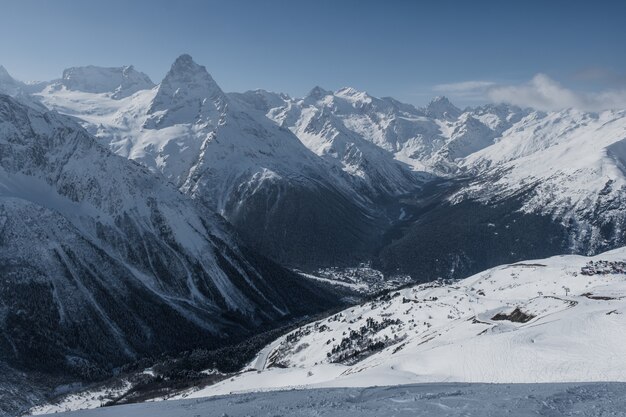 Ski resort Dombay at winter, Karachay-Cherkessia, Russia