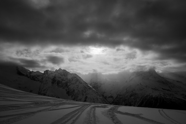 Ski resort Dombay at winter, Karachay-Cherkessia, Russia