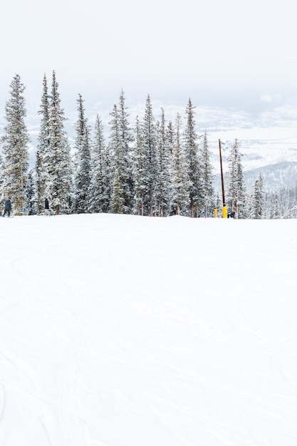 Ski resort at the end of the season after the snow storm in Colorado.