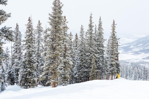 Ski resort at the end of the season after the snow storm in Colorado.