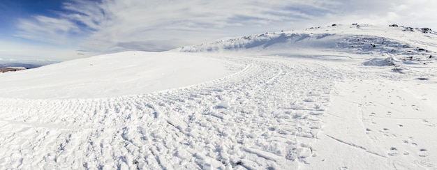 Ski resort of Sierra Nevada in winter, full of snow.