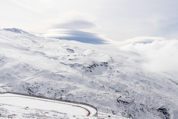 Ski resort of Sierra Nevada in winter