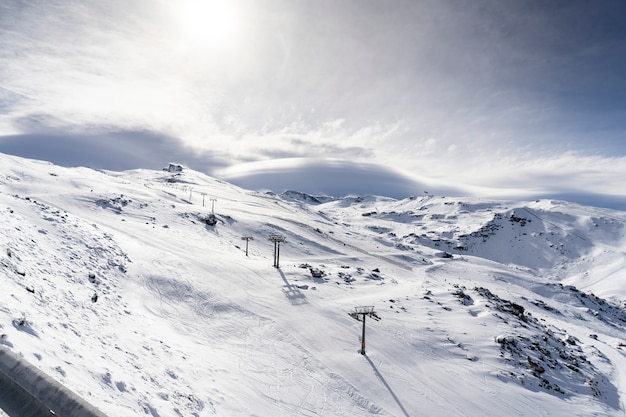 Ski resort of Sierra Nevada in winter