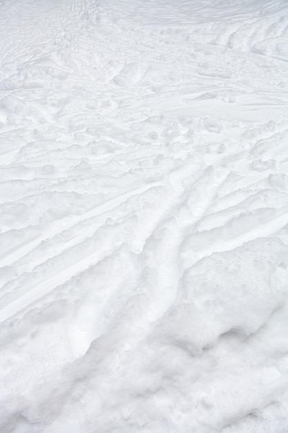 Ski runs and paths in snow in winter