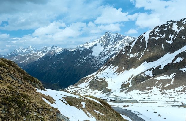 Ski station in summer Alps mountain (Austria).