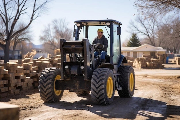 Photo skid steer loader installing playground equipment