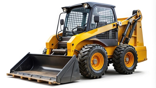 Photo a skid steer loader isolated on a white background showcasing its details in a closeup view