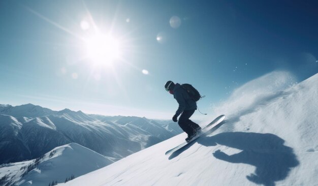 A skier is skiing down a snowy mountain.