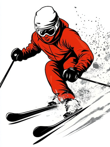 Skier in Motion a Dynamic Winter Sport Illustration