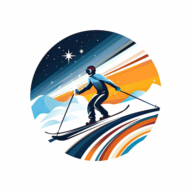 Skier in the mountains Vector illustration of a skier in the mountains