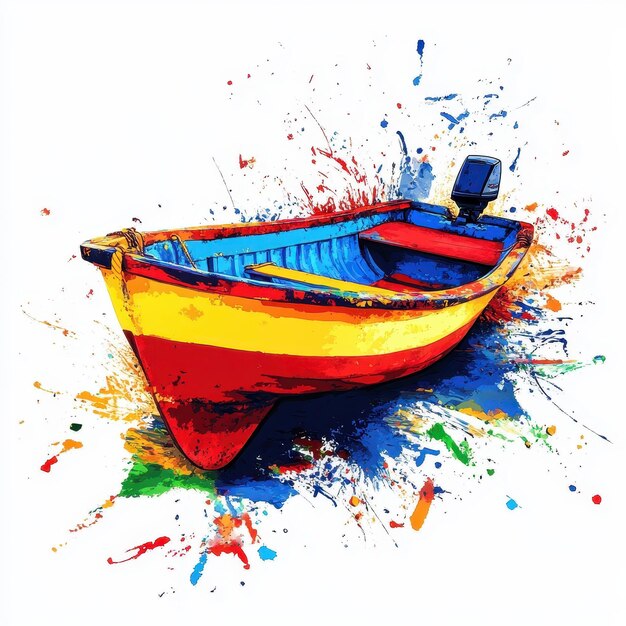 Skiff illustration in colorful pop art style