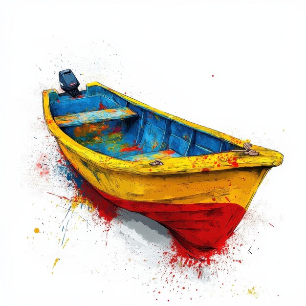 Skiff illustration in colorful pop art style