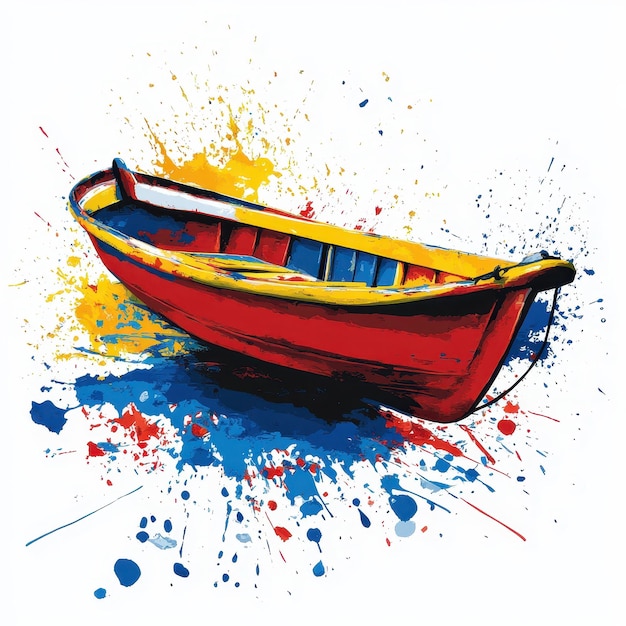 Skiff illustration in colorful pop art style