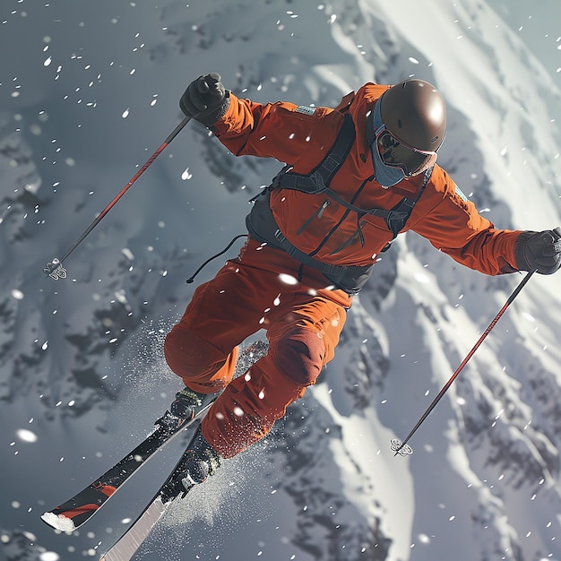 Skiing Look Up Real Photography 4K UltraHigh Details