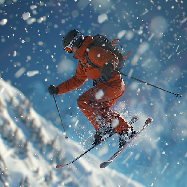 Skiing Look Up Real Photography 4K UltraHigh Details