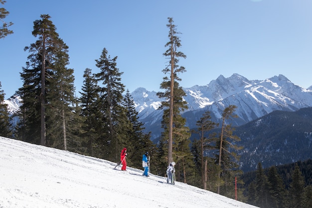 Skiing in the mountains