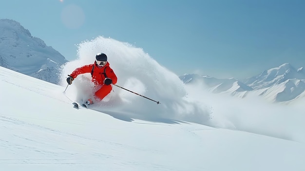 Skiing in the snow