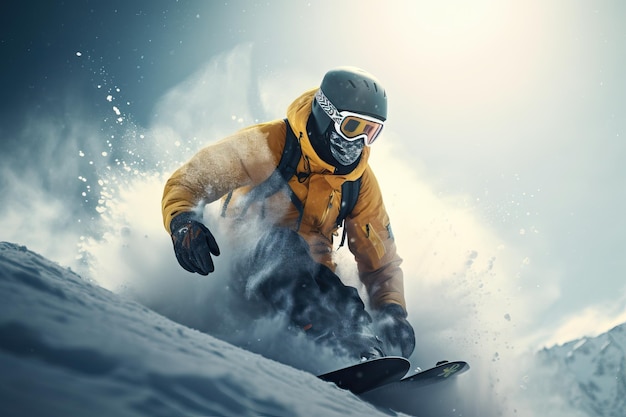 Skiing Snowboarding Extreme winter sports AI generated