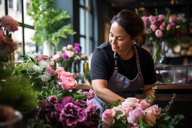 Skilled Florist In Black Apron