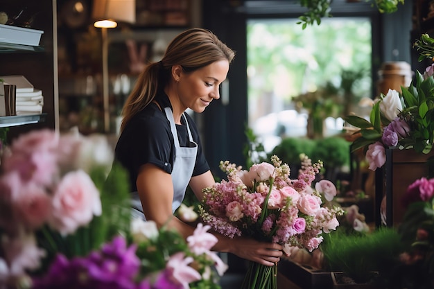 Skilled Florist In Black Apron