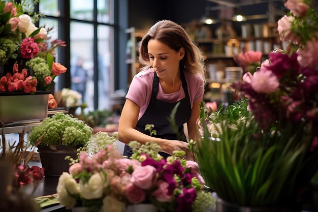 Skilled Florist In Black Apron