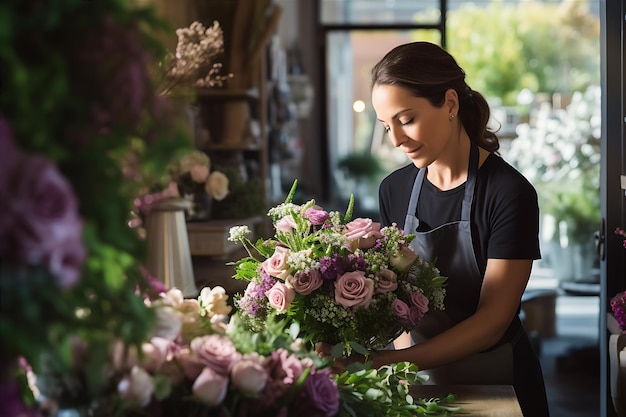 Skilled Florist In Black Apron