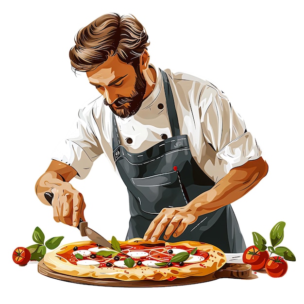 Skilled Pizza Maker Preparing a Delicious Homemade Pizza with Fresh Ingredients