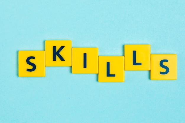 Skills word on scrabble tiles