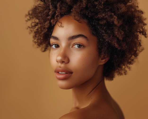 Skin And Hair Beautiful Black Woman Portrait for Natural Afro Beauty and Haircare