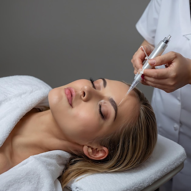 Photo skin rejuvenation with mesotherapy needles