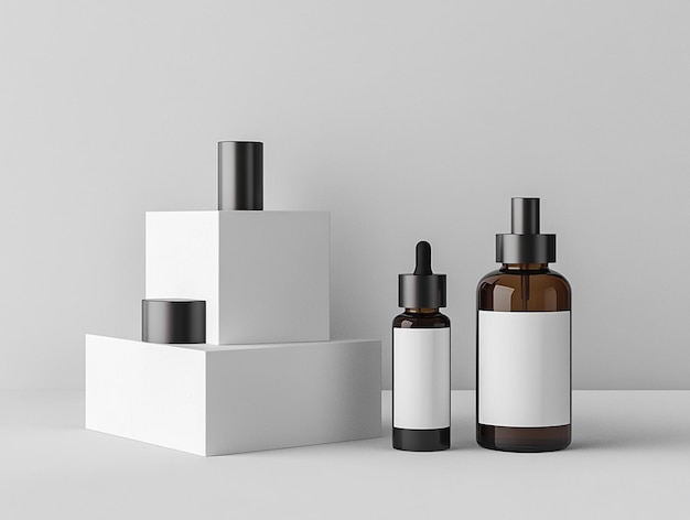 Photo skincare product mockup with plants