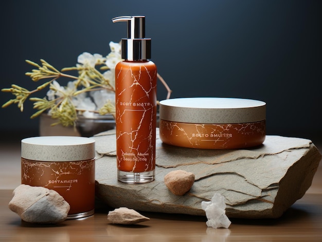 Skincare set design textured texture style orange color premium gift box design fine light trans