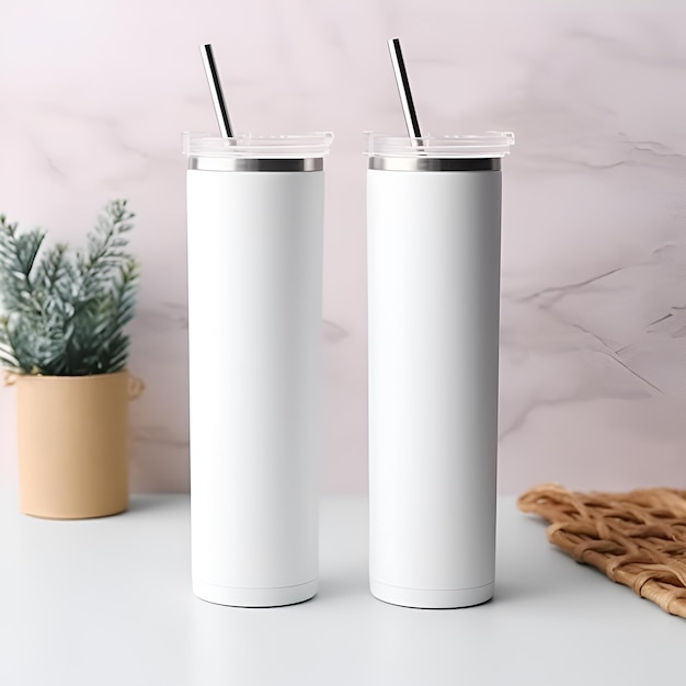 Photo skinny tumbler mockup