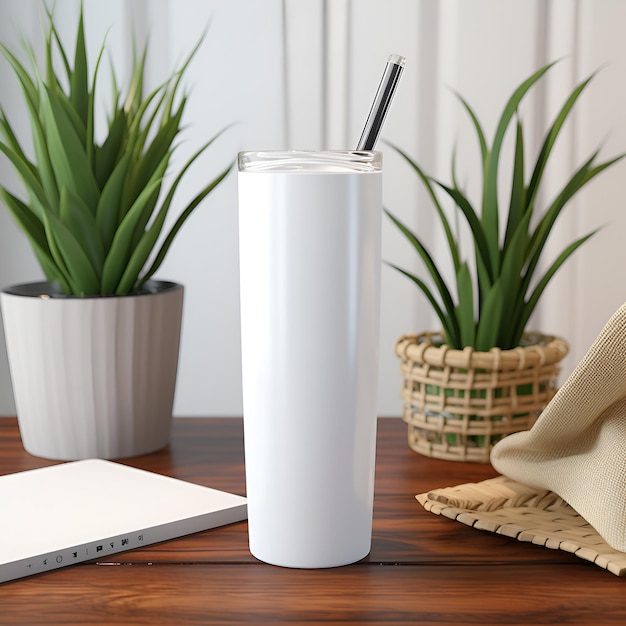 Photo skinny tumbler mockup