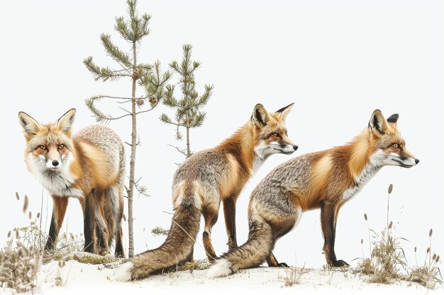 Photo skulk of foxes isolated in transparent background