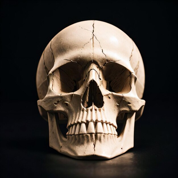 The Skull on the Black Background