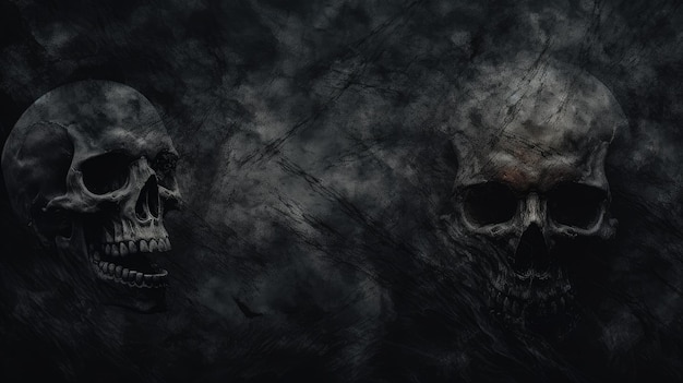 Photo a skull and bones are shown on a dark background