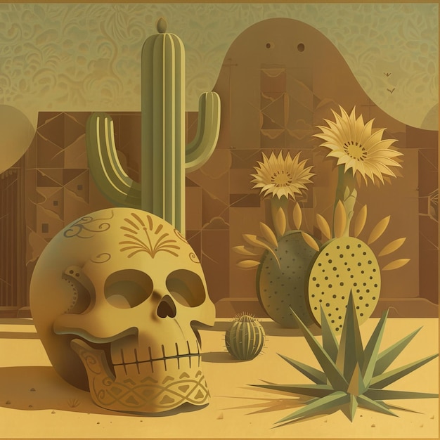 Skull and Cactus Painting