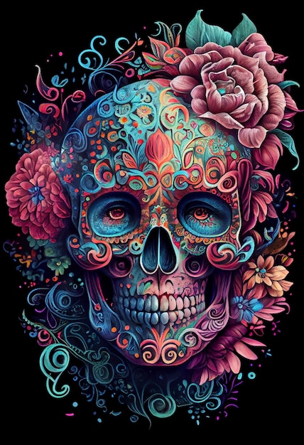 Skull candy illustration Generative AI