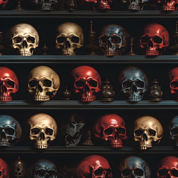 Skull Collection Seamless Pattern Ai Generated