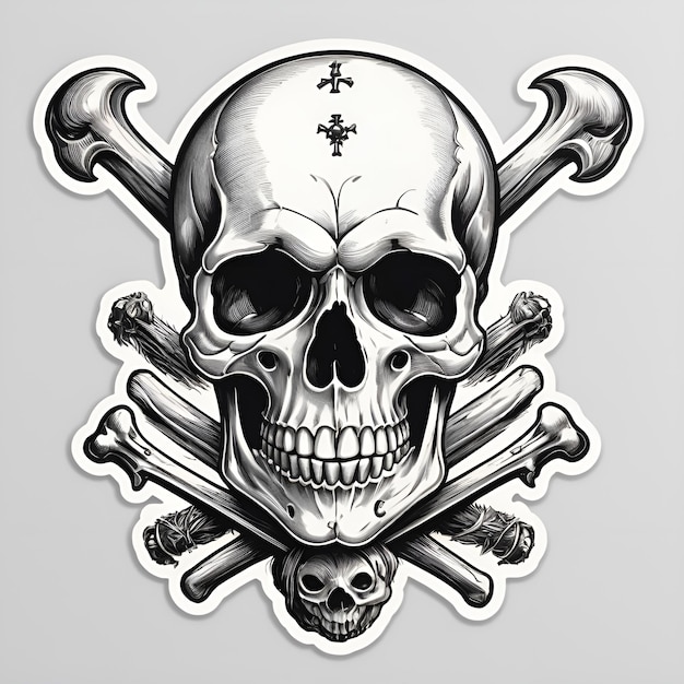 a skull and crossbones logo with a crossbones on the top