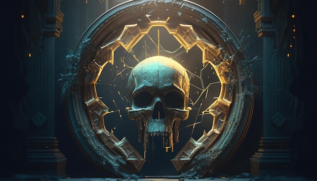 Skull death portal digital art illustration Generative AI