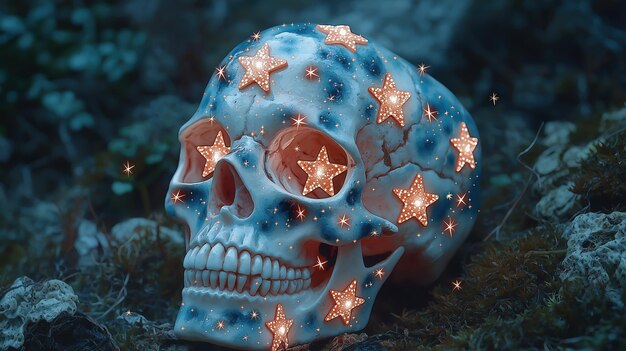 Skull Decorated with Stars and Sparkles