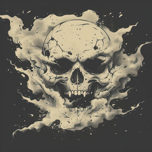 Photo skull drawing on black background