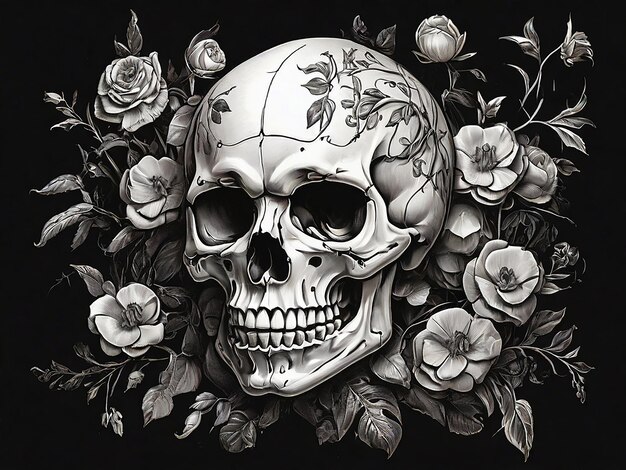 Photo skull drawing illustration