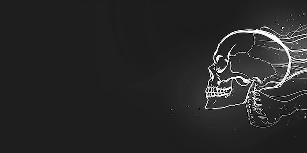 Photo a skull drawn on a black background with a skull drawn on it