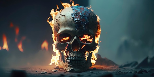 A skull on fire