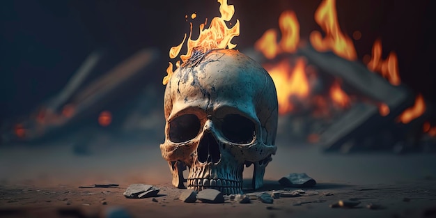 A skull on fire