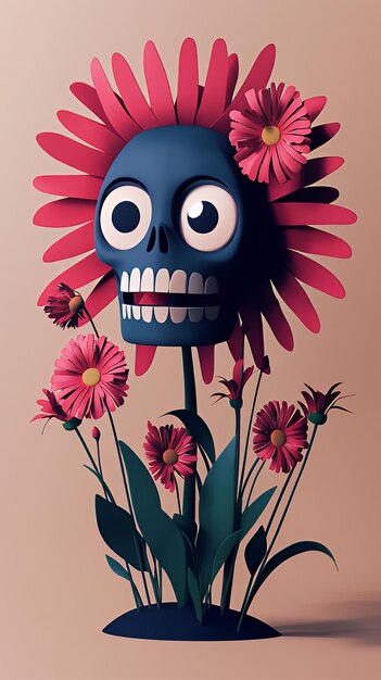 Photo skull flower