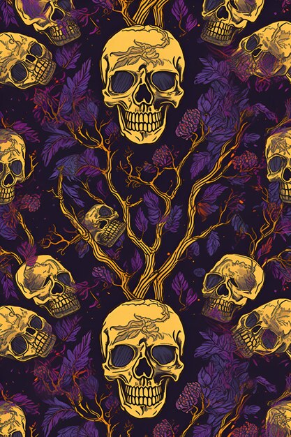 Skull grunge artpiece roses retro generative ai